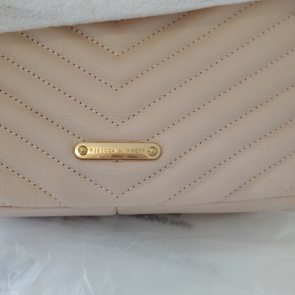 Rebecca Minkoff Quilted Leather Zip Edie Shoulder Bag Nude. - Picture 6 of 6